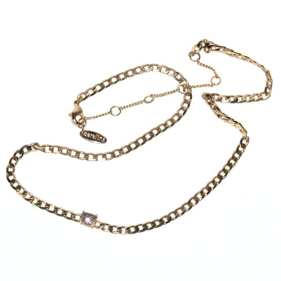 SEREFINA - Gold Plated Necklace with an Amethyst Mineral -13 in. + 3 in. extend. - Picture 4 of 8